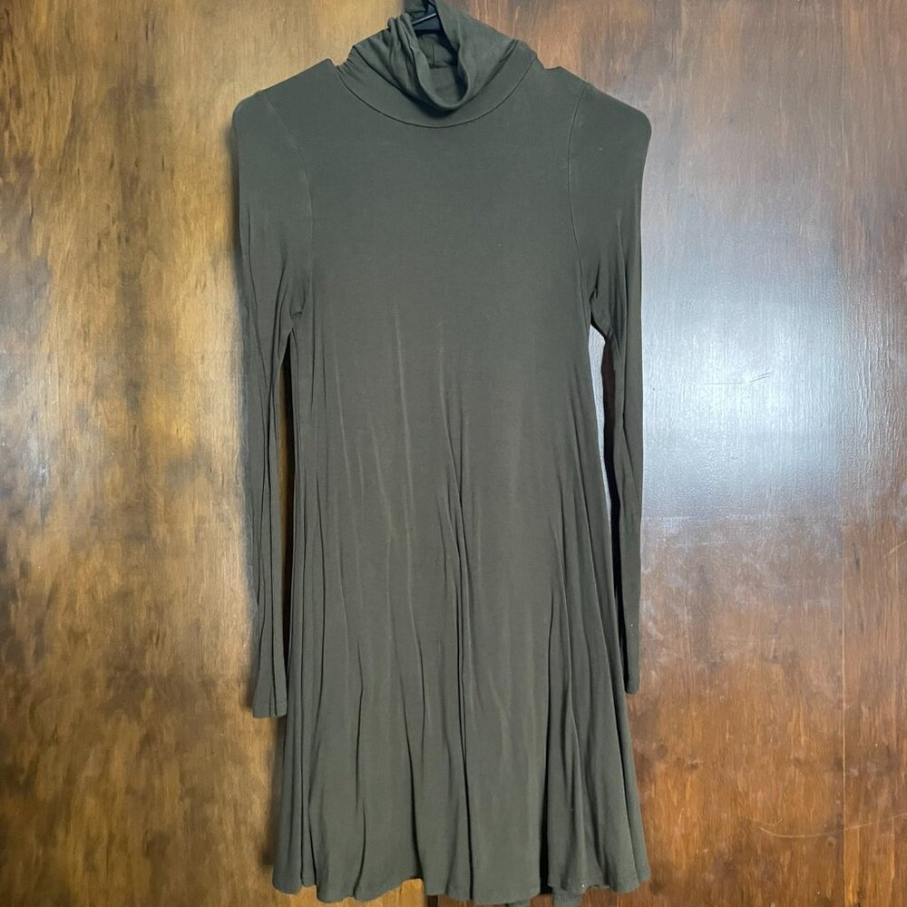 Lulus Sway Girl Sway Swing Turtleneck Mini Dress Long Sleeve Jersey